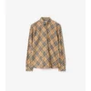 Cămașă din flanel de bumbac cu imprimeu în carouri, croială lejeră Cămașă din flanel de bumbac cu imprimeu în carouri, croială lejeră