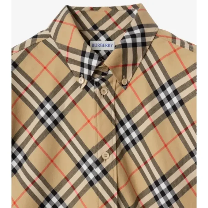 Cămașă din flanel de bumbac cu imprimeu în carouri, croială lejeră Cămașă din flanel de bumbac cu imprimeu în carouri, croială lejeră