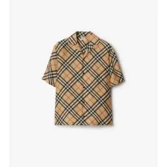 Cămașă oversized din mătase cu imprimeu în carouri Cămașă oversized din mătase cu imprimeu în carouri