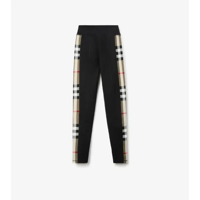 Colanți din jersey elastic cu borduri în carouri Colanți din jersey elastic cu borduri în carouri