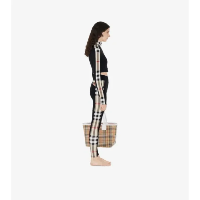 Colanți din jersey elastic cu borduri în carouri Colanți din jersey elastic cu borduri în carouri