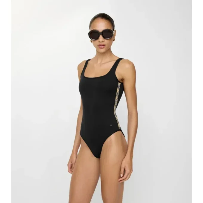 Costum de baie cu bordură în carouri