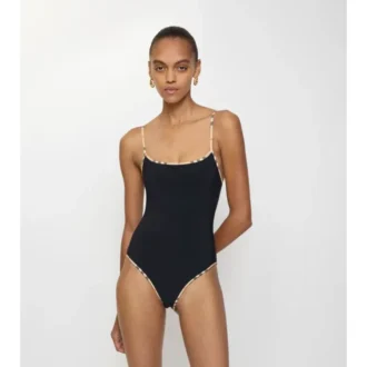 Costum de baie cu bordură în carouri
