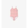 Costum de baie cu imprimeu în carouri și borduri cu volane Costum de baie cu imprimeu în carouri și borduri cu volane