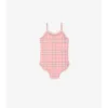 Costum de baie cu imprimeu în carouri și borduri cu volane Costum de baie cu imprimeu în carouri și borduri cu volane