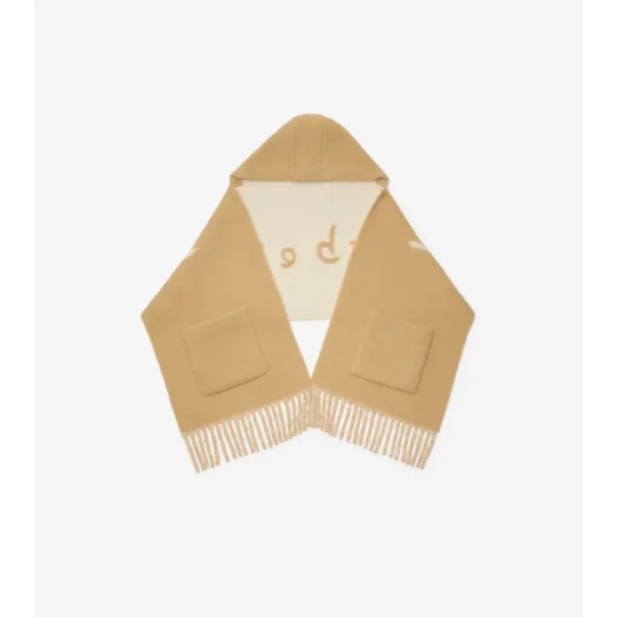 Eșarfă cu glugă din amestec de lână de alpaca cu logo Eșarfă cu glugă din amestec de lână de alpaca cu logo