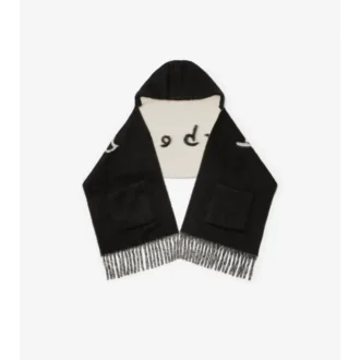 Eșarfă cu glugă din amestec de lână de alpaca cu logo