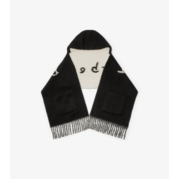 Eșarfă cu glugă din amestec de lână de alpaca cu logo Eșarfă cu glugă din amestec de lână de alpaca cu logo
