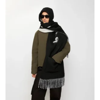 Eșarfă cu glugă din amestec de lână de alpaca cu logo