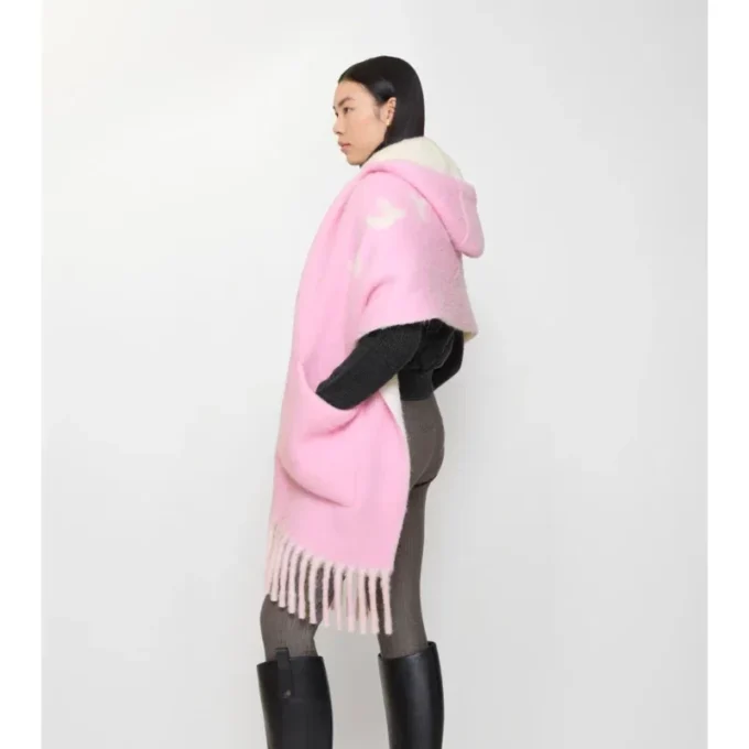 Eșarfă cu glugă din amestec de lână de alpaca cu logo Eșarfă cu glugă din amestec de lână de alpaca cu logo