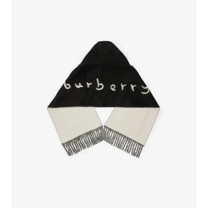 Eșarfă cu glugă din amestec de lână de alpaca cu logo Eșarfă cu glugă din amestec de lână de alpaca cu logo