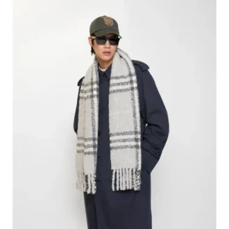 Eșarfă din amestec de lână de alpaca cu model în carouri