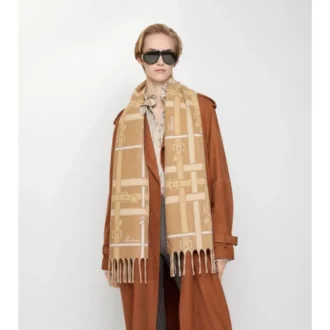 Eșarfă din cașmir cu model Belt Check