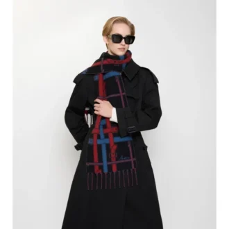 Eșarfă din cașmir cu model Belt Check