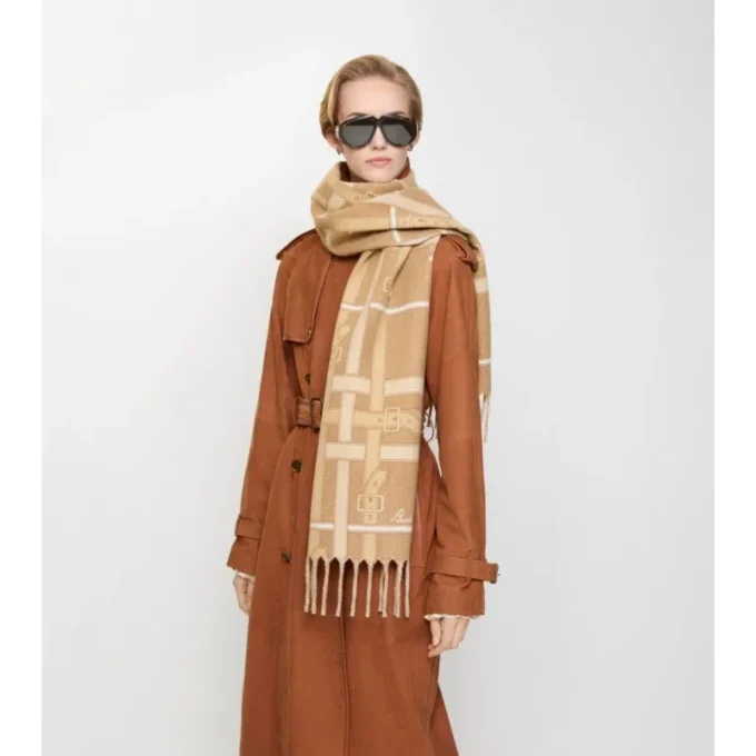 Eșarfă din cașmir cu model Belt Check
