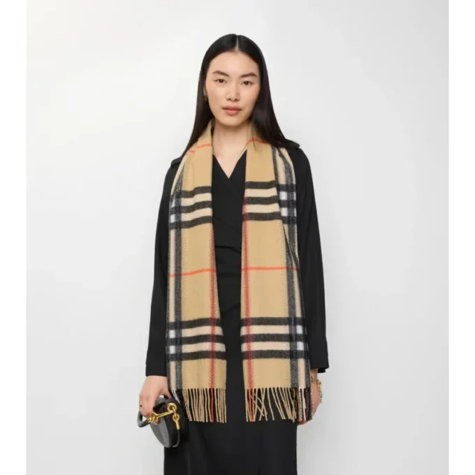 Eșarfă din cașmir cu model Crystal Check