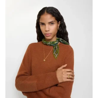 Eșarfă din șifon de mătase cu model Belt Check
