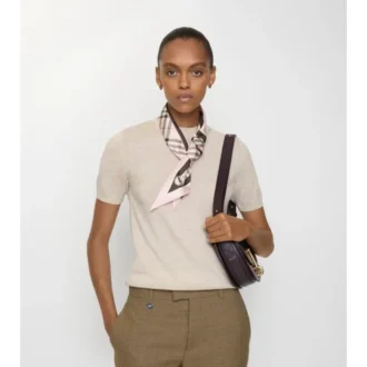 Eșarfă din mătase cu imprimeu în carouri, model skinny