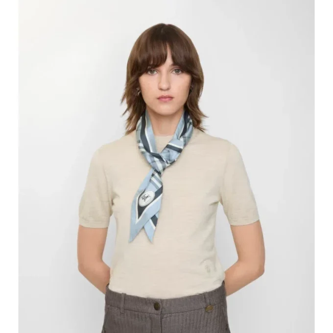 Eșarfă din mătase cu imprimeu în carouri, model skinny Eșarfă din mătase cu imprimeu în carouri, model skinny
