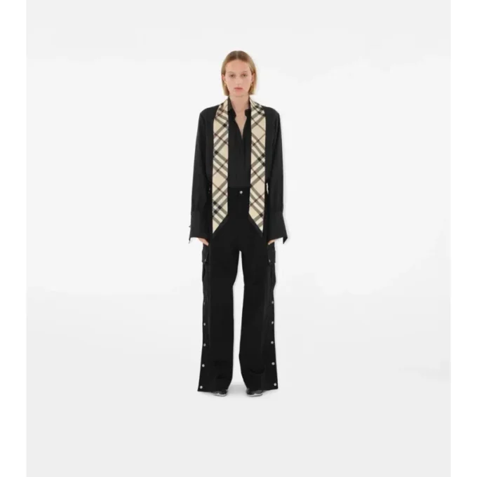 Eșarfă din mătase cu imprimeu în carouri, model skinny Eșarfă din mătase cu imprimeu în carouri, model skinny