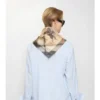 Eșarfă din mătase cu imprimeu în carouri în stil acuarelă Eșarfă din mătase cu imprimeu în carouri în stil acuarelă
