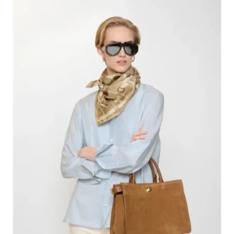 Eșarfă din mătase cu model Belt Check