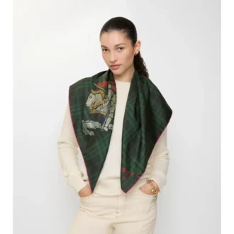 Eșarfă din mătase cu model Crystal EKD Check