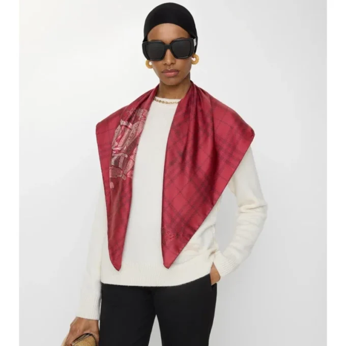 Eșarfă din mătase cu model Crystal EKD Check