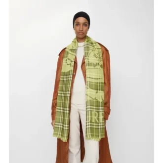 Eșarfă largă din lână și mătase cu model EKD Check