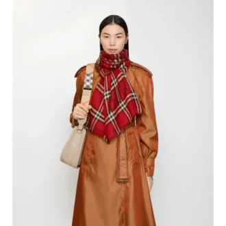 Eșarfă largă din lână și mătase cu model EKD Check