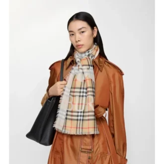 Eșarfă largă din lână și mătase cu model EKD Check