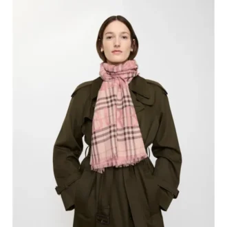Eșarfă largă din lână și mătase cu model EKD Check