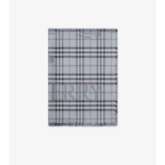 Eșarfă largă din lână și mătase cu model EKD Check