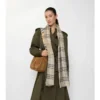 Eșarfă largă din lână și mătase cu model EKD Check Eșarfă largă din lână și mătase cu model EKD Check