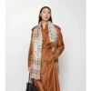 Eșarfă largă din lână și mătase cu model EKD Check Eșarfă largă din lână și mătase cu model EKD Check