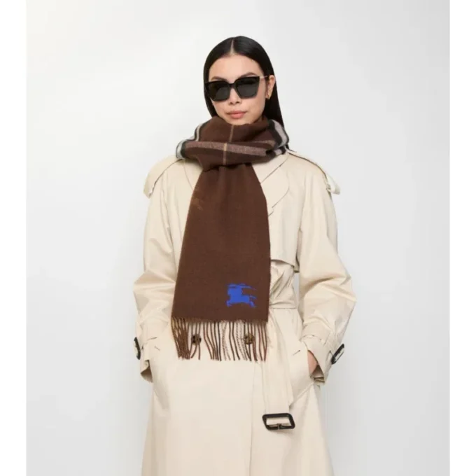 Eșarfă reversibilă din cașmir cu model EKD Check