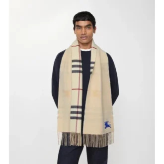 Eșarfă reversibilă din cașmir cu model EKD Check Eșarfă reversibilă din cașmir cu model EKD Check