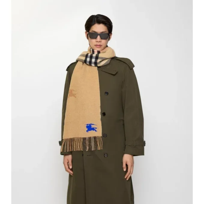 Eșarfă reversibilă din cașmir cu model EKD Check