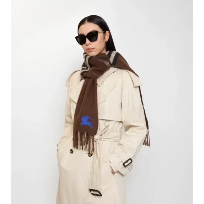 Eșarfă reversibilă din cașmir cu model EKD Check