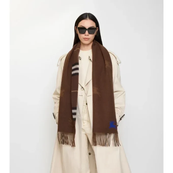 Eșarfă reversibilă din cașmir cu model EKD Check