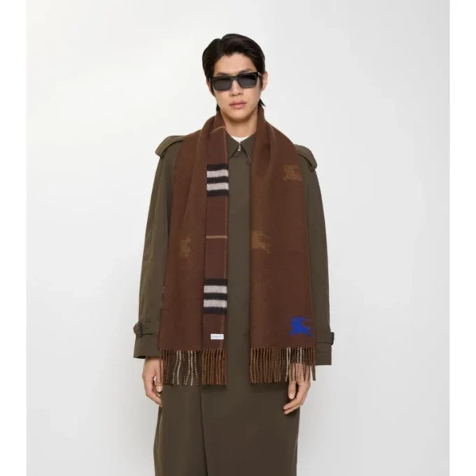 Eșarfă reversibilă din cașmir cu model EKD Check