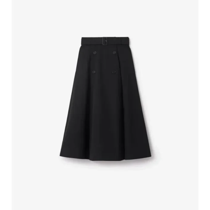 Fustă midi tip trench din gabardină Fustă midi tip trench din gabardină