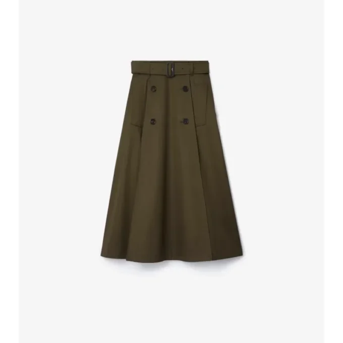 Fustă midi tip trench din gabardină Fustă midi tip trench din gabardină