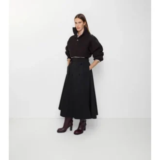 Fustă midi tip trench din gabardină