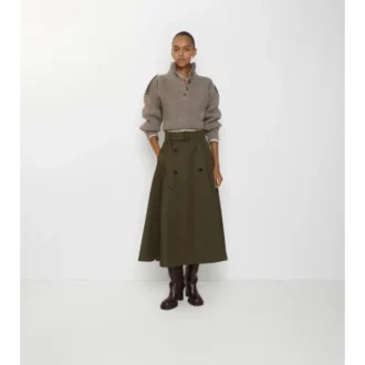 Fustă midi tip trench din gabardină