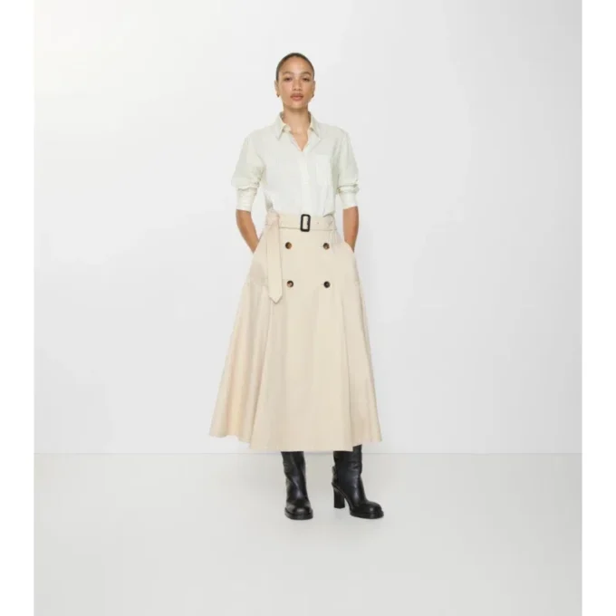 Fustă midi tip trench din gabardină Fustă midi tip trench din gabardină
