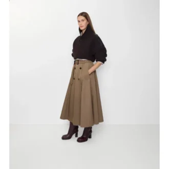 Fustă midi tip trench din gabardină