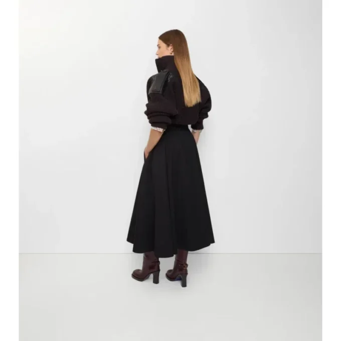 Fustă midi tip trench din gabardină Fustă midi tip trench din gabardină