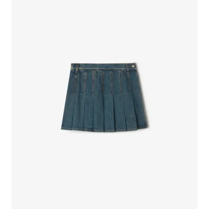 Fustă mini din denim plisată Fustă mini din denim plisată