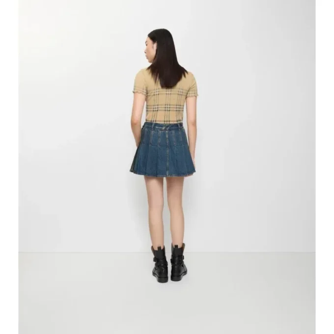 Fustă mini din denim plisată Fustă mini din denim plisată